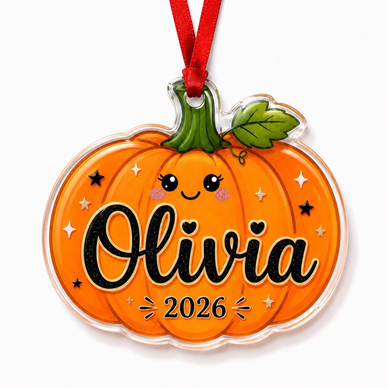 Personalized Pumpkin Acrylic Ornament, Custom Halloween Pumpkin Name Ornament, Cute Pumpkin Keepsake, Fall Decor Gift for Kids Family