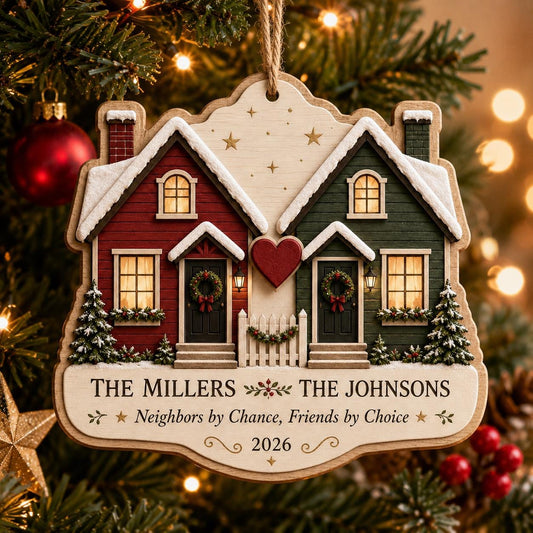 Personalized Neighborhood Christmas Ornament, It Takes a Village Wooden Ornament, Custom Family Names Street Gift, Neighbor Keepsake