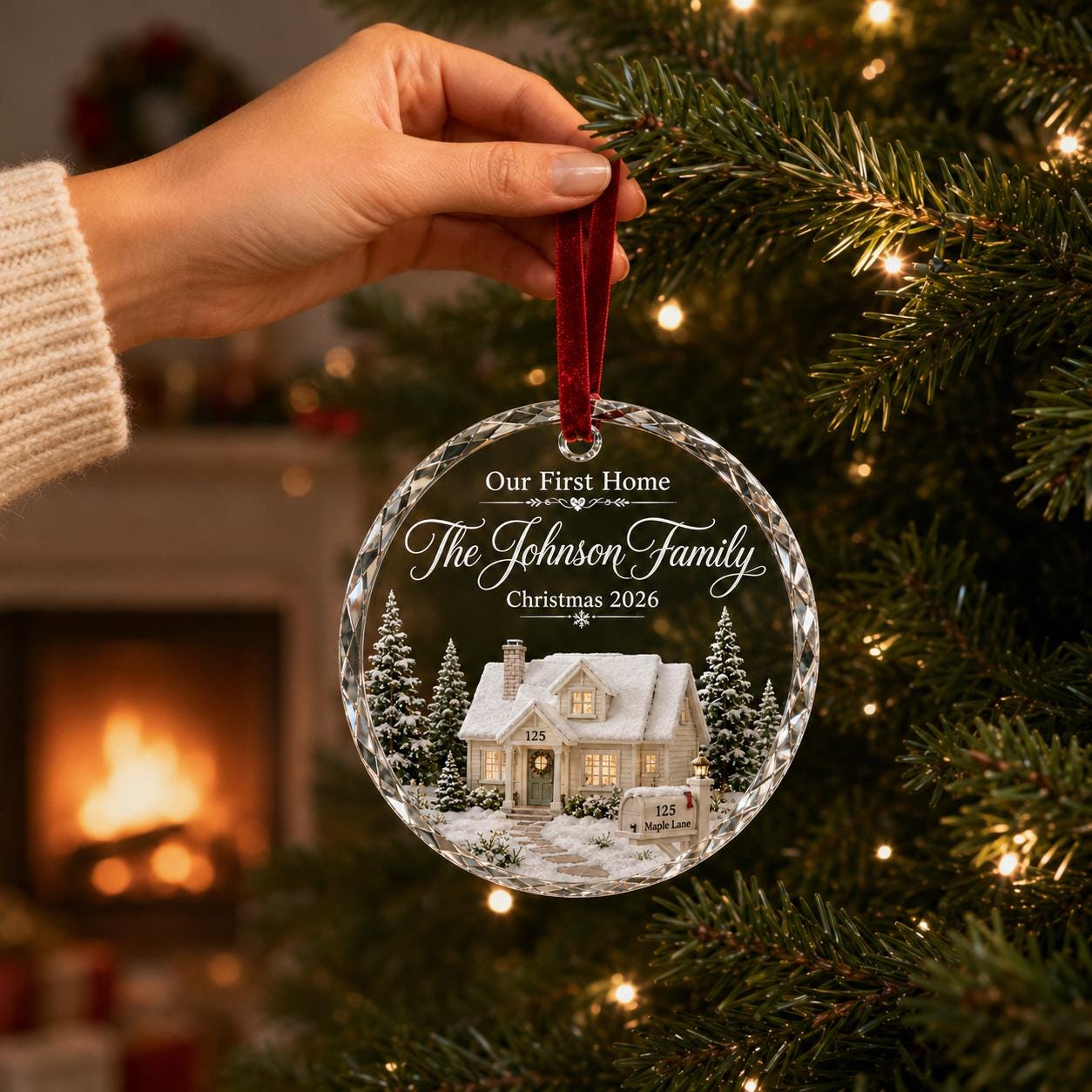 Personalized First Home Christmas Ornament, Custom House Crystal Ornament, New Home Family Keepsake Gift, Family Crystal Ornament 2026