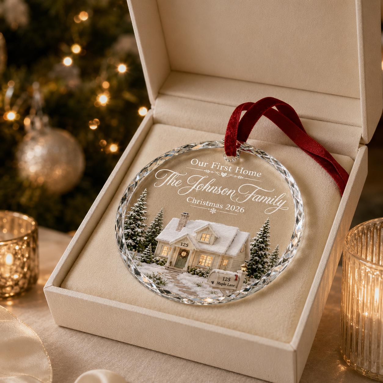 Personalized First Home Christmas Ornament, Custom House Crystal Ornament, New Home Family Keepsake Gift, Family Crystal Ornament 2026