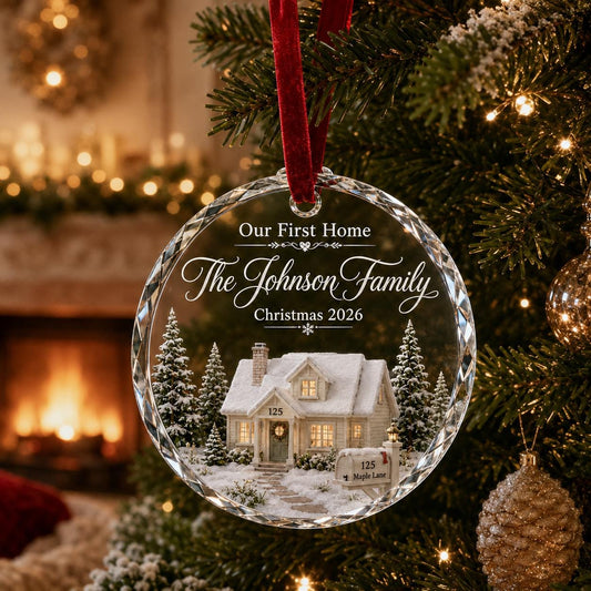 Personalized First Home Christmas Ornament, Custom House Crystal Ornament, New Home Family Keepsake Gift, Family Crystal Ornament 2026