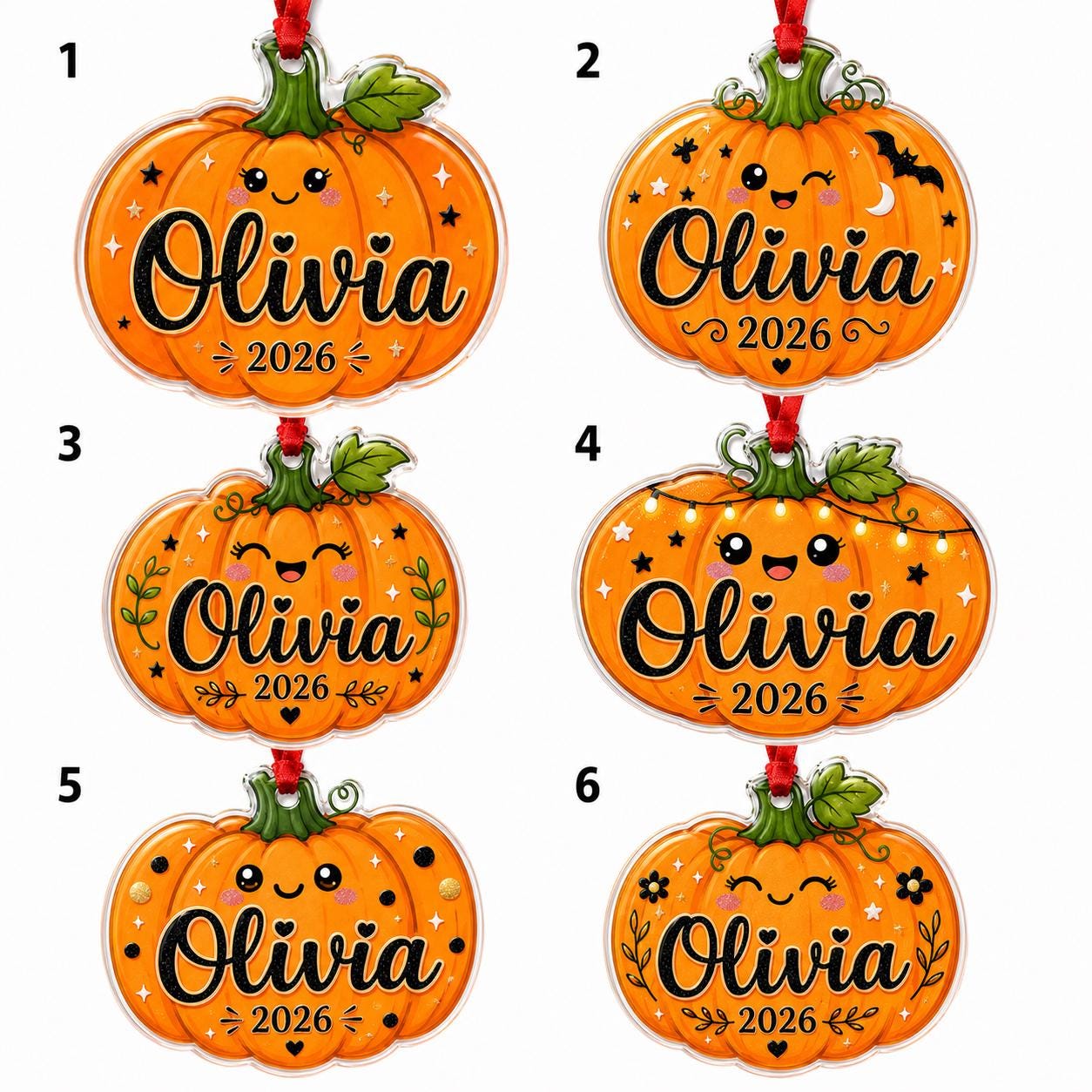Personalized Pumpkin Acrylic Ornament, Custom Halloween Pumpkin Name Ornament, Cute Pumpkin Keepsake, Fall Decor Gift for Kids Family