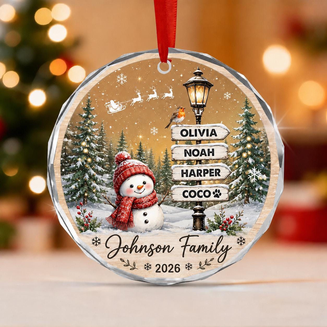 Personalized Family Christmas Ornament, Custom Family Name Glass Ornament, Holiday Keepsake Family Holiday Gift, Christmas Tree Decor 2026