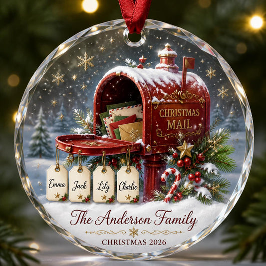 Personalized Christmas Mailbox Glass Ornament, Custom Family Name Ornament, Family Christmas Keepsake Gift, Personalized Holiday Decor 2026